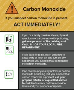 Carbon monoxide poisoning warning and instructions.