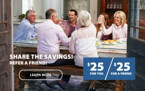 Family sharing table with $25 referral savings