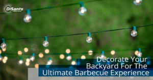 A string of lights with an the words " decorator backyard ultimate barbecue experience ".