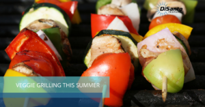 A grill with several different types of food on it.