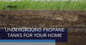 A cross section of ground with the words " underground propane gas."
