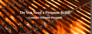 A close up of the grill with text that reads, " if you need a propane retort to contact disanto propane."