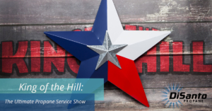 A red white and blue star on the side of a building.