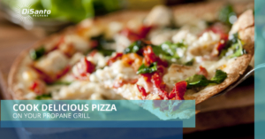 Grilled pizza with spinach and roasted tomatoes