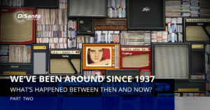 A wall of electronic equipment with the words " men around since 1 9 3 7 " in front.