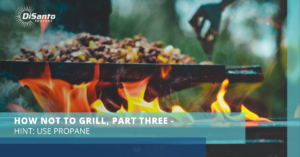 A fire is burning on the grill.