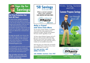 Tri-panel DiSanto propane savings brochure